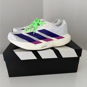 Adidas White Sneakers with Purple and Neon Accents